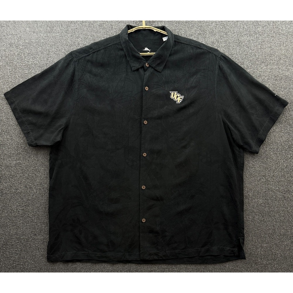 UCF Knights Shirt Men 3XL Tommy Bahama Black Silk Floral‎ Short Sleeve Hawaiian